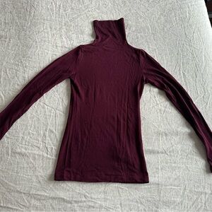 Club Monaco Burgundy Merino Wool Turtleneck Top